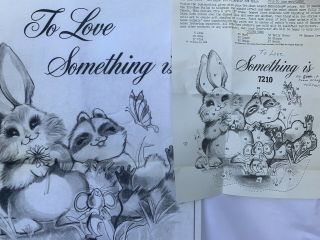 Vtg Trichem Love Something Ready To Paint Liquid Embroidery Rabbit Raccoon 1710