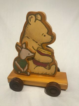 Vintage Winnie The Pooh Wooden Pull Toy Nursery Decor Nostalgic Sweet