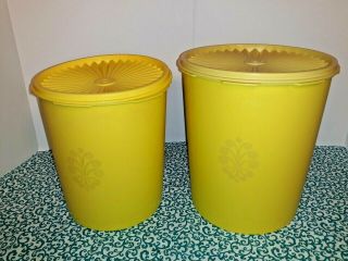 Vintage Tupperware Servalier Stacking Midi Canister Set Of 2 Yellow