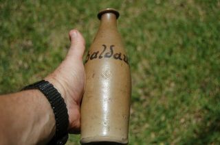 Antique Yellowware/stoneware Bottle Signed " Baldauf " Look