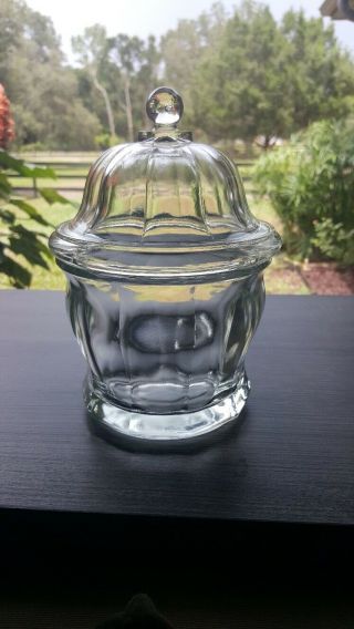 Vtg Clear Glass Cookie Biscuit Candy Apothecary Jar W/ Lid Depression Glass