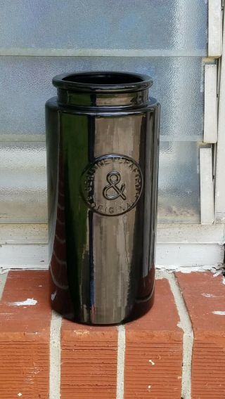 Vintage & Crafted Black Jar 9.  5 " Vase Bottle