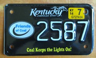 Kentucky 2014 Friends Of Coal Graph Motorcycle License Plate 2587