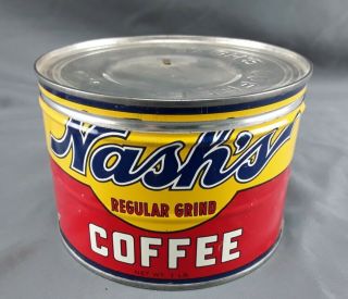 Vintage Nash ' s Drip Grind Coffee Tin 1 LB.  Copyright 1921 3