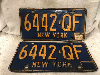 Vintage 1972 York License Plate Pair