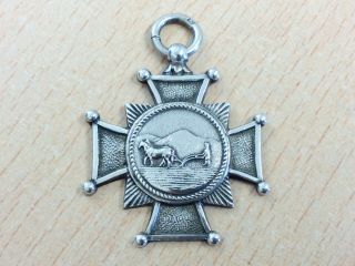 Antique Sterling Silver Welsh Agriculture Ploughing Match Medal Swansea 1889