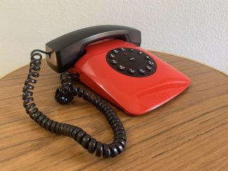 Rad Vintage 80’s Black And Red Telequest Grand Prix Telephone Skinny Flat 1980’s