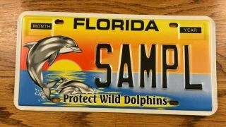 Florida Sample License Plate Protect Wild Dolphins