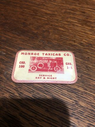 Antique Celluloid Advertising Pocket Mirror Monroe Taxicab Co