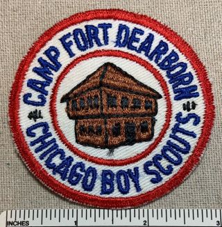 Vintage 1950s Camp Fort Dearborn Boy Scout Patch Bsa Chicago Area Council Il Ce