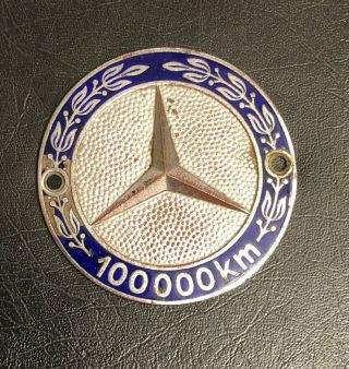 Vintage Enamel Mercedes Benz 100,  000 Km Kilometer Grill Badge Grille