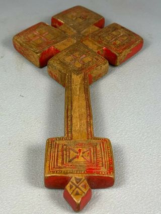 200709 - Antique Wooden 19th Century Ethiopian Coptic hand Cross - Ethiopia. 2