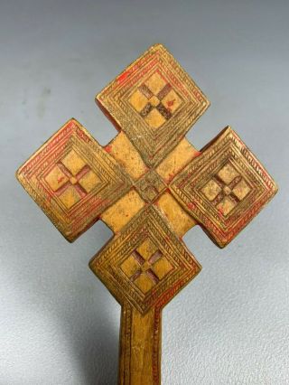 200709 - Antique Wooden 19th Century Ethiopian Coptic hand Cross - Ethiopia. 3