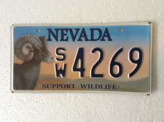 Nevada Support Wildlife Bighorn Sheep Ram License Plate 4267 Near