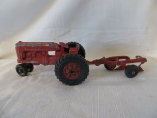 Vintage Diecast Toy Farm Hubley Tractor & Implement 2 Bottom Plow