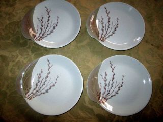 4 Canonsburg Vtg 1950s Pussy Willow Willard George 7 5/8 " Bread & Butter Plates