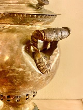 Antique Russian Imperial Brass Samovar,  Round,  Vintage Tea Urn,  Tula 3