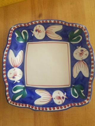 Solimene Vietri Hand Painted Square Fish 10” Plate Italy Vintage