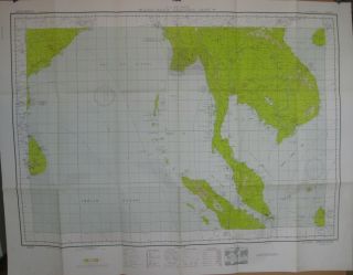1948 Us Air Force Navigation Chart Map Saigon Singapore Siam Sumatra Ceylon