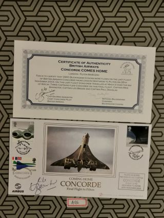 2003 Concorde Last Flight Ny - London Cover Signed By Captain Mick Bannister.