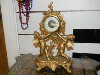 Antique Germany Gilt Over Bronze Spelter Mantel Clock 10