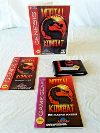 Vintage 1993 Sega Genesis Mortal Kombat Video Game W/ Box & Instructions