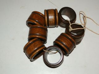 Vintage Wood Wooden Napkin Rings Set Of 8