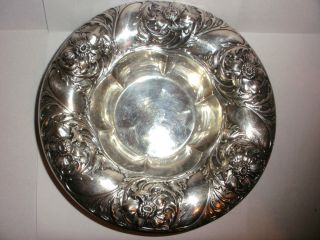 Antique Gorham Sterling Silver Art Nouveau Floral Repousse Nut Bon Bon Bowl 8003