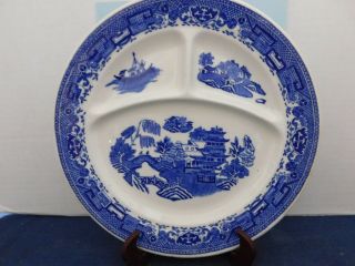 Vintage Mcnicol China Blue Willow ? Restaurant Ware Divided Grill Plate 26 10 "