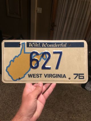1976 West Virginia License Plate Low Number 627