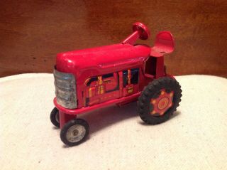 Vintage Line Mar Toys Japan 4 " Tin Litho Friction Tractor Farm Playset Tractor