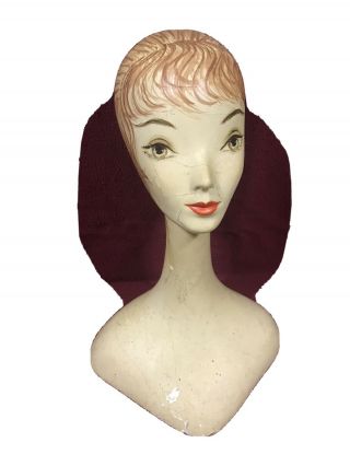 Antique Lady Mannequin Head Bust 1930 