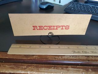 Vintage 1930s Country Store Counter " Receipts " Sign & Stand