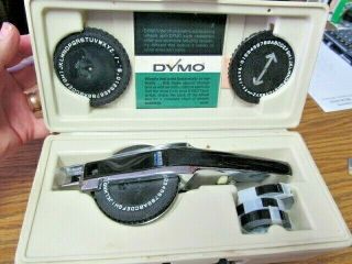 Vintage Dymo Deluxe Tapewriter 1550 Label Maker,  Case,  Extra Embossing Wheels
