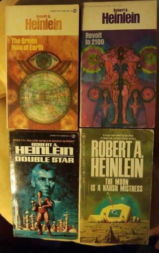 Vintage Robert Heinlein Sci - Fi 4 Paperbacks Moon Is A Harsh Mistress Double Star