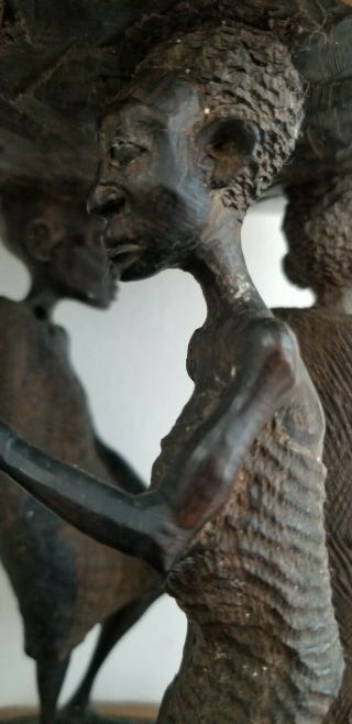 large antique carved ebony wood African figural men sculpture 3