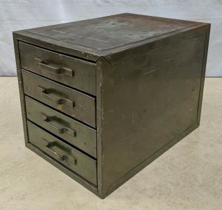 Vintage Small Green Metal Parts Cabinet - 4 Drawer Tool Box