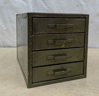 Vintage Small Green Metal Parts Cabinet - 4 Drawer Tool Box 2