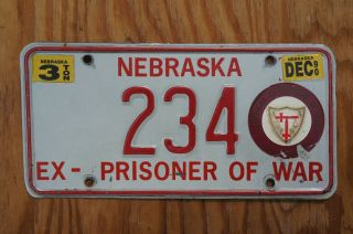 1990 Nebraska Ex - Pow License Plate 234 - Prisoner Of War