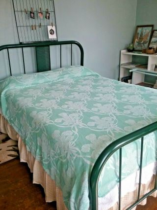 Vintage Light Green Bates Soft Cotton Bedspread Some Wear