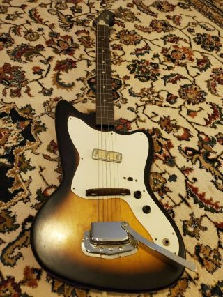 Vintage 1960s Harmony Bobkat Silhouette H14v Guitar,  Teisco Model Cm - 66 Amp