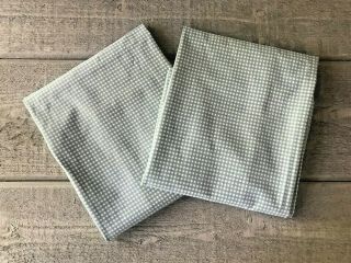 Vintage Ralph Lauren Thyme Green Small Check Gingham Standard Pillowcases Set/2