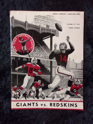 Vintage October 27,  1957 York Giants Vs Washington Redskins Program 235