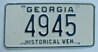 Georgia Historical Vehicle Antique Auto License Plate " 4945 " Ga Classic Car