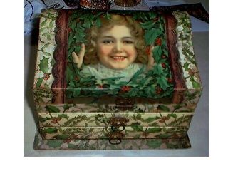 Antique Victorian Celluloid Dresser/vanity Box - With Contents - Large