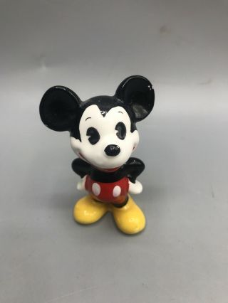 Vintage Porcelain 3 " Mickey Mouse Figurine Walt Disney Productions Japan