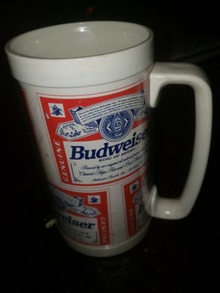 Vintage 1970s Budweiser Mug Insulated Mug By Thermo Serv Co.