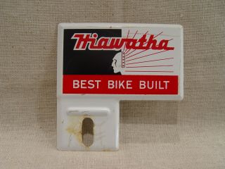 Vintage Hiawatha Bicycles Old Bike Metal Advertising License Plate Topper
