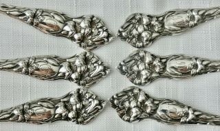 Mechanics Sterling Silver Co. ,  Floral Set Of 6 Art Nouveau Teaspoons 5 3/8 "
