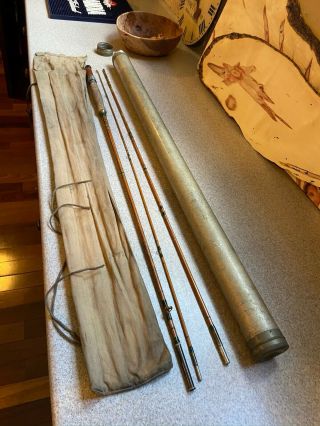 Montague Fishkill Split Bamboo Fly Rod Two Tips,  Aluminum Tube And Canvas Sock